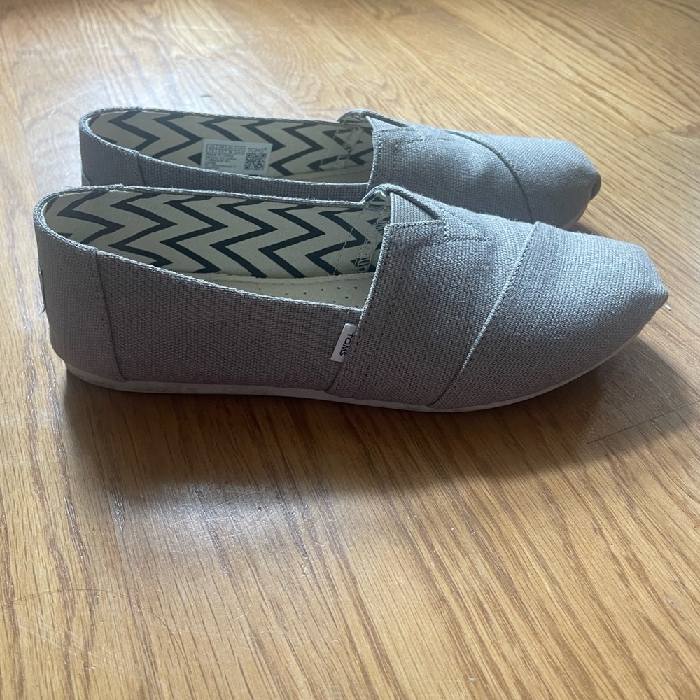 Toms Gray Canvas Slip-Ons